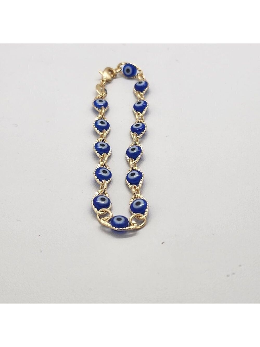 Brand New Brazilian 18k Gold Filled Multi Blue Evil Eye Bracelet